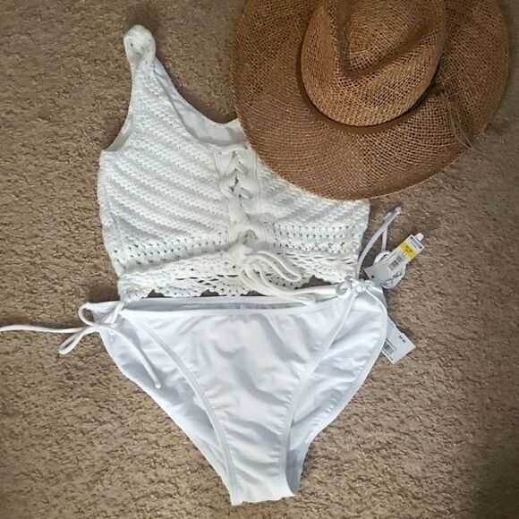 White String Tie Bikini Bottoms - Picture 1 of 5